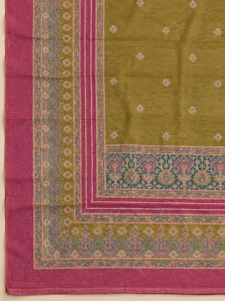 Onion Pink Chanderi Printed Unstitched Dress Material
