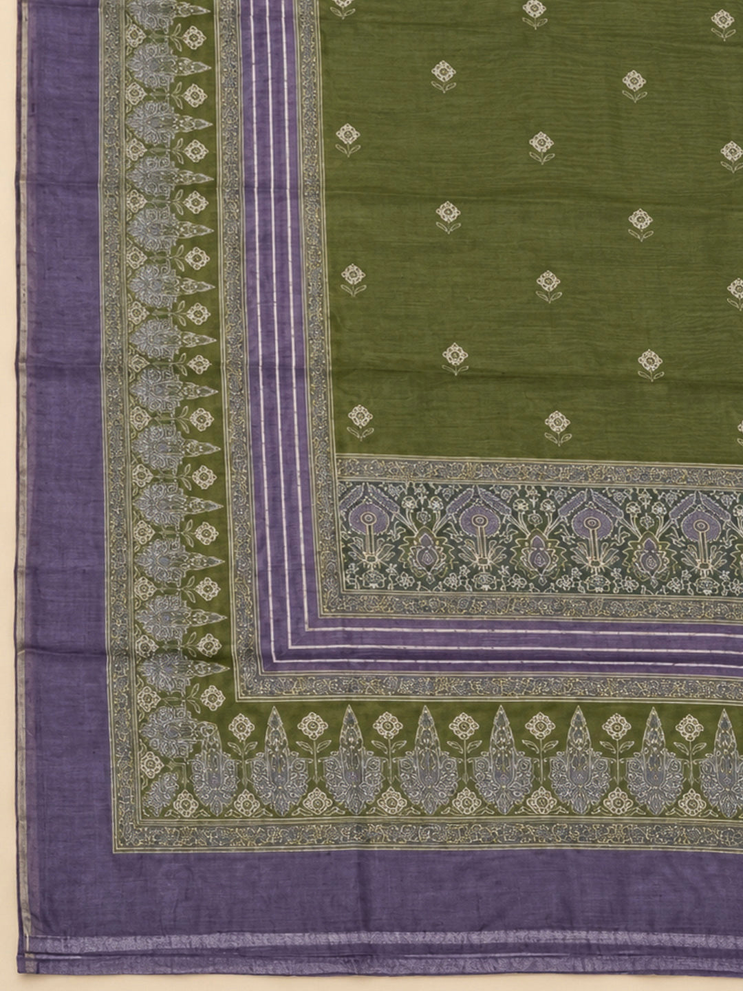 Purple Chanderi Printed Unstitched Dress Material