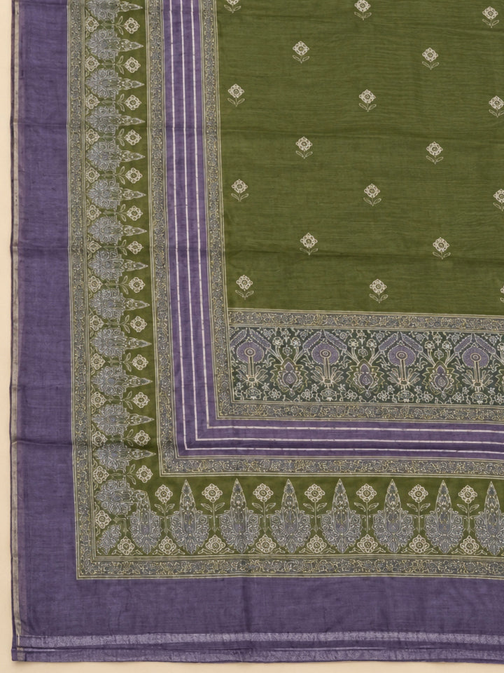 Purple Chanderi Printed Unstitched Dress Material