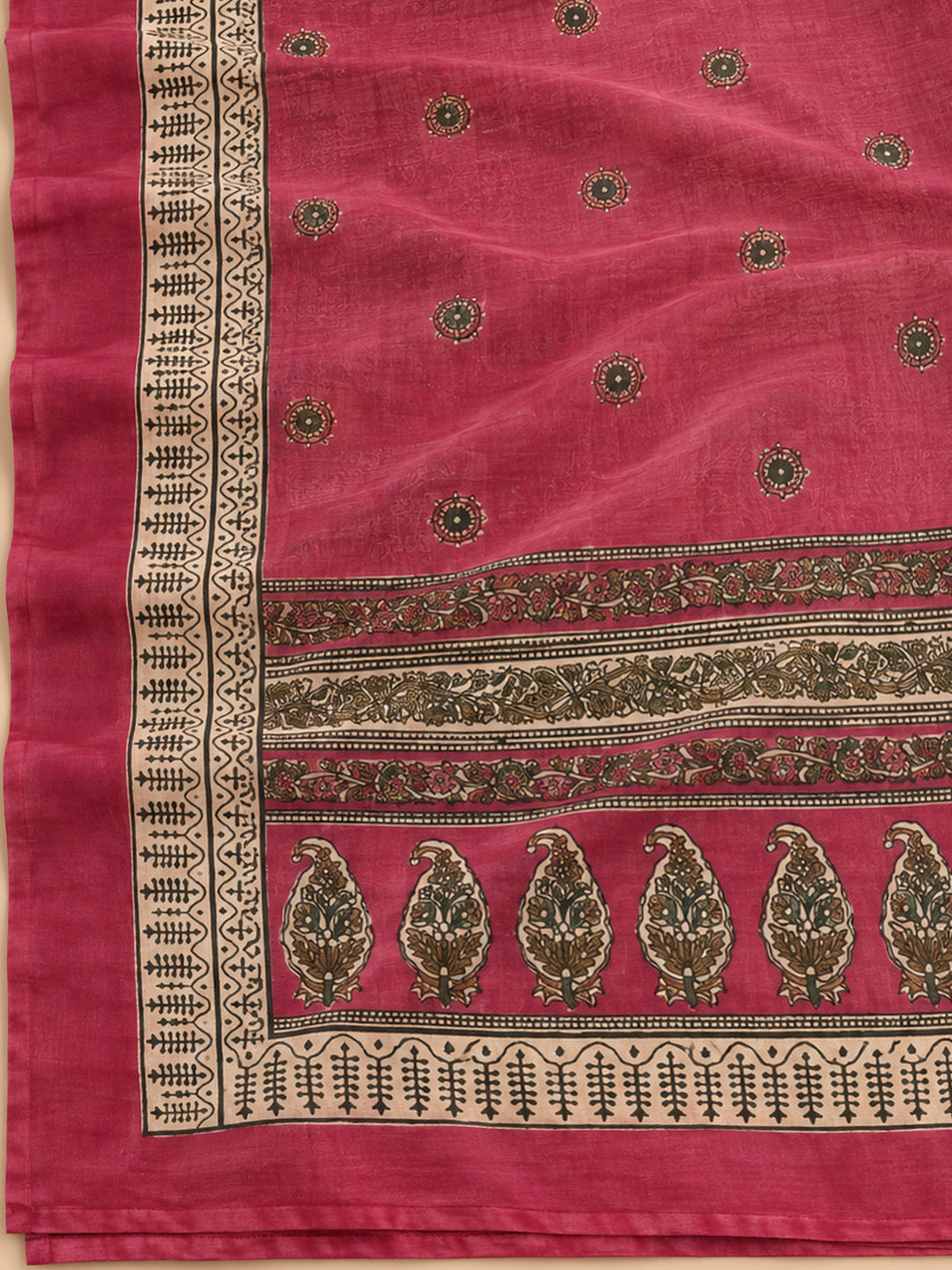 Onion Pink Chanderi Printed Unstitched Dress Material