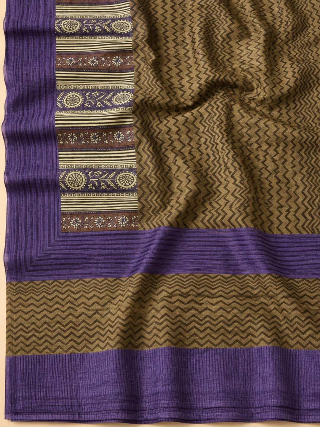 Purple Chanderi Printed Unstitched Dress Material