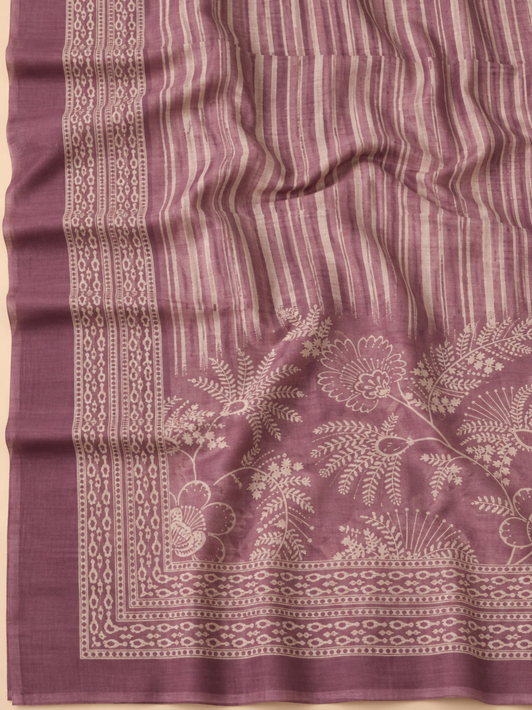 Lavender Chanderi Printed Unstitched Dress Material