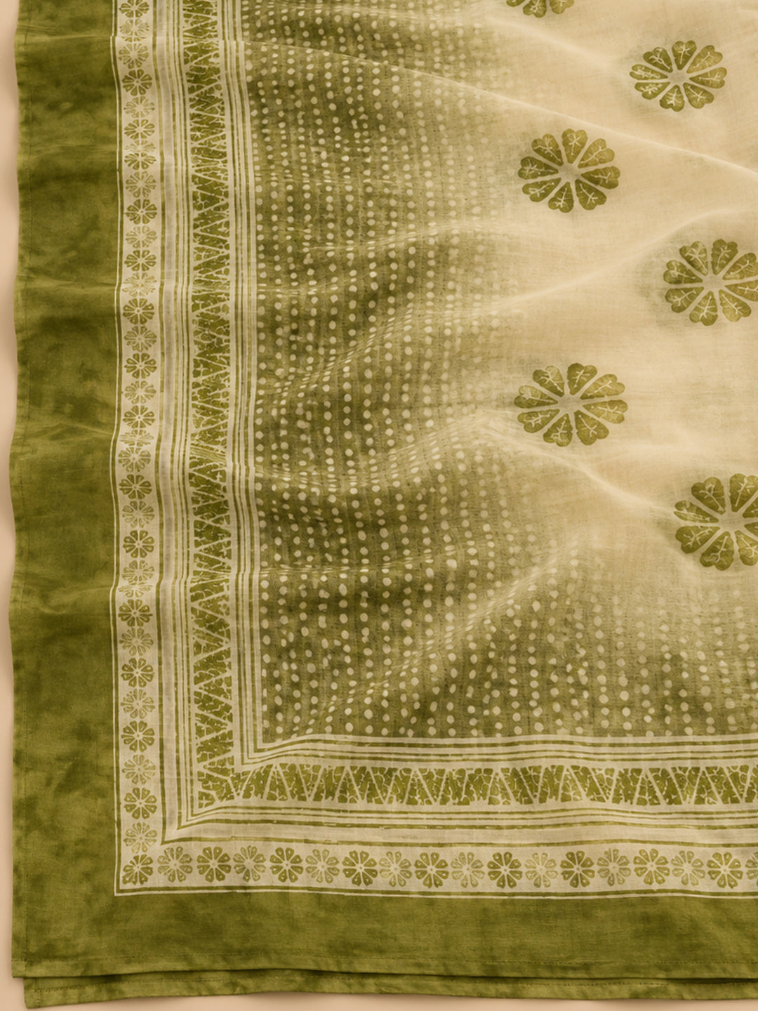 Mehndi Chanderi Embroidered Unstitched Dress Material
