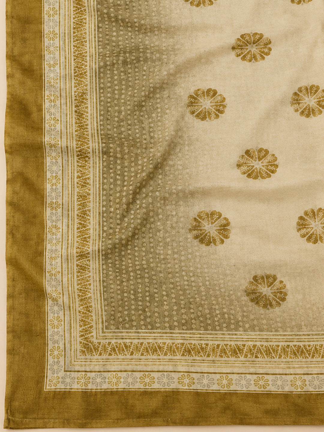 Mustard Chanderi Embroidered Unstitched Dress Material
