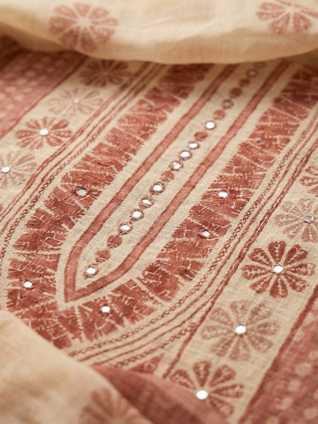 Onion Pink Chanderi Embroidered Unstitched Dress Material