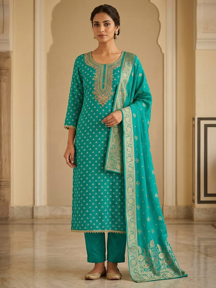 Firozee Cotton Blend Embroidered Unstitched Dress Material