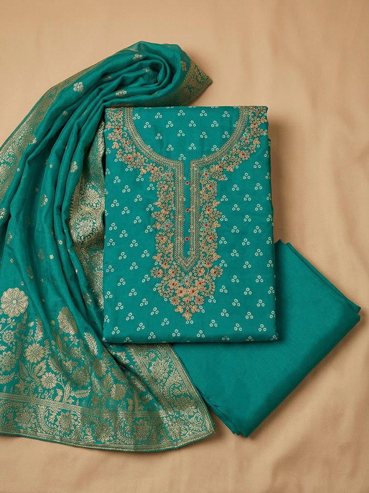 Firozee Cotton Blend Embroidered Unstitched Dress Material