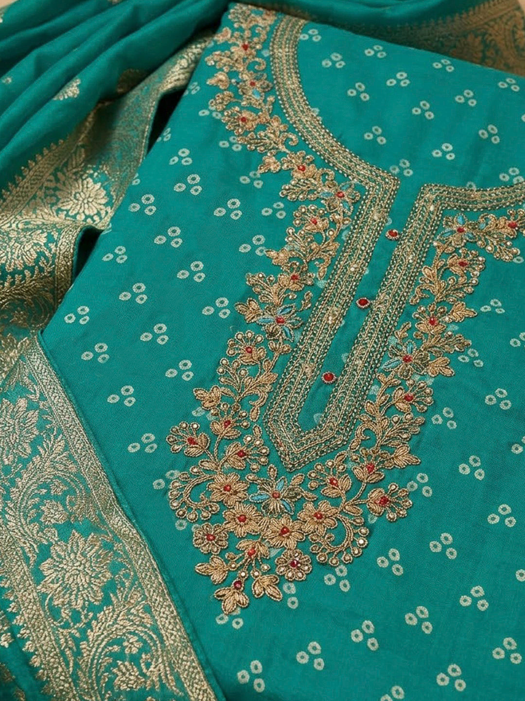 Firozee Cotton Blend Embroidered Unstitched Dress Material