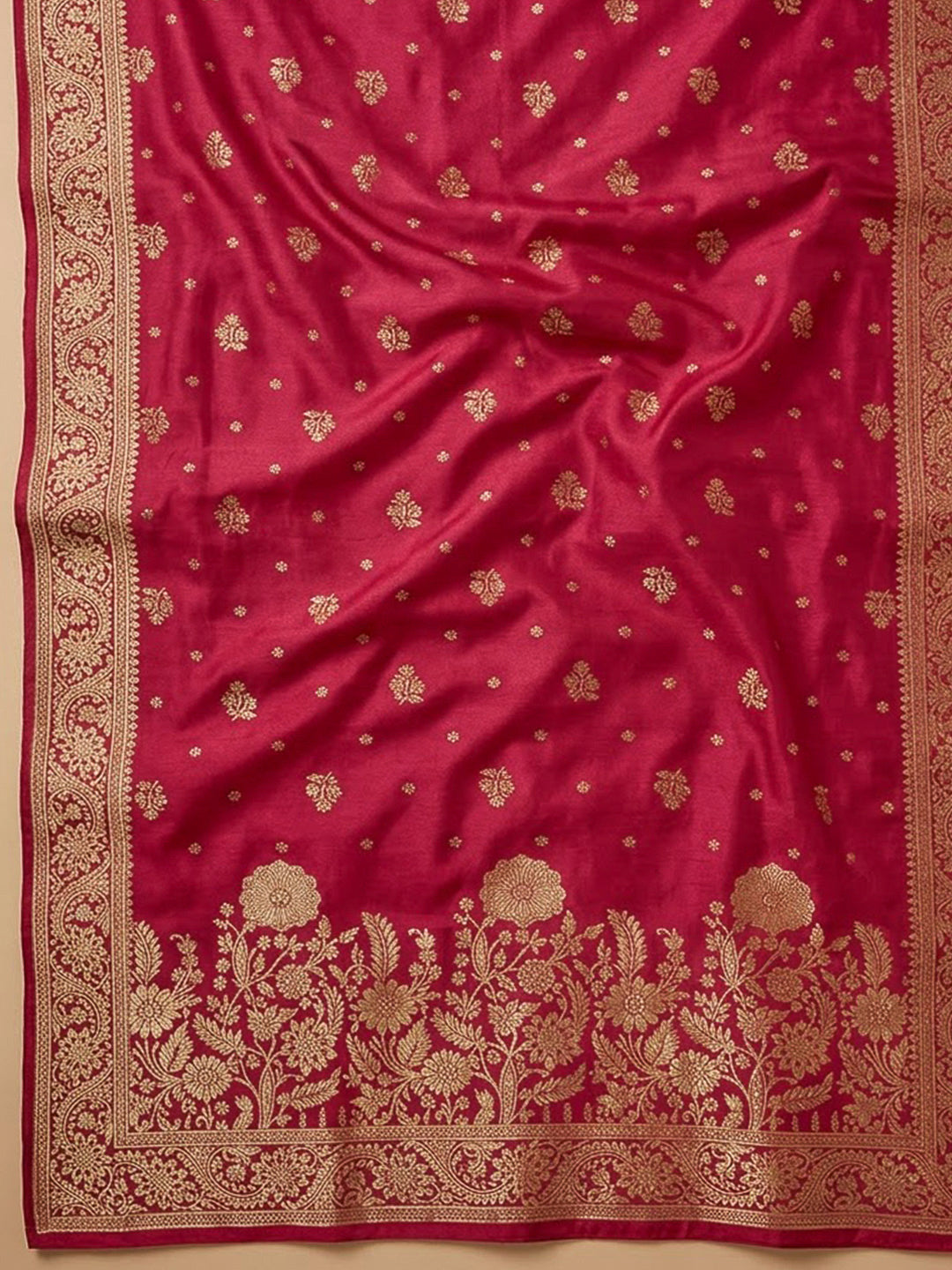 Hot Pink Cotton Blend Embroidered Unstitched Dress Material