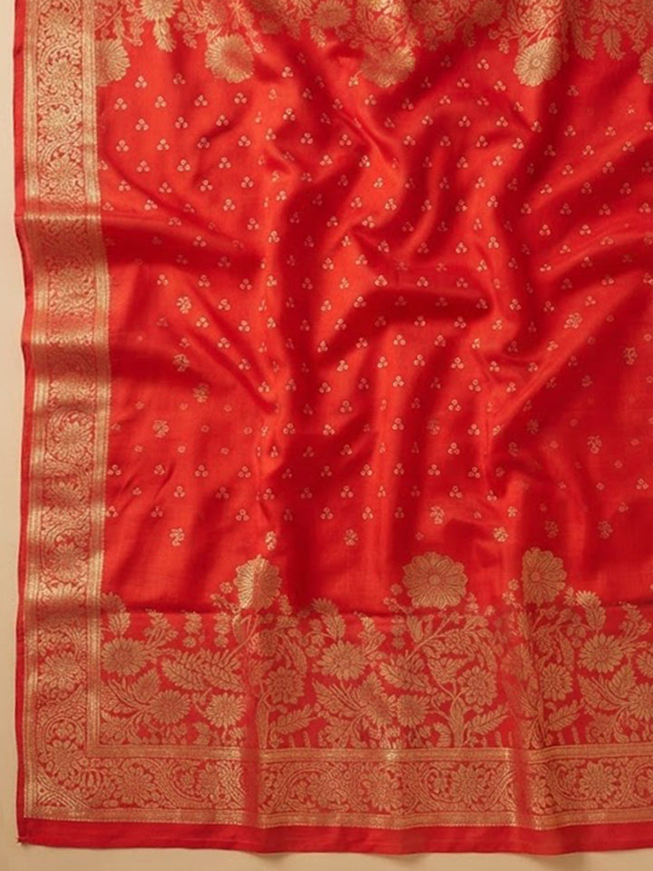 Rust Cotton Blend Embroidered Unstitched Dress Material
