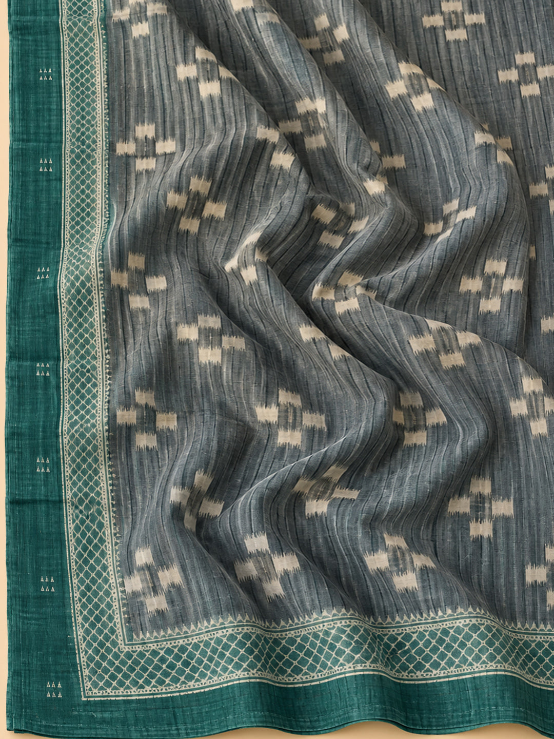 Green Chanderi Embroidered Unstitched Dress Material