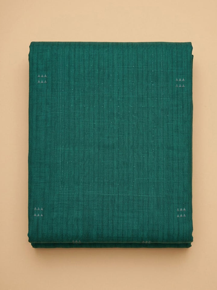 Green Chanderi Embroidered Unstitched Dress Material