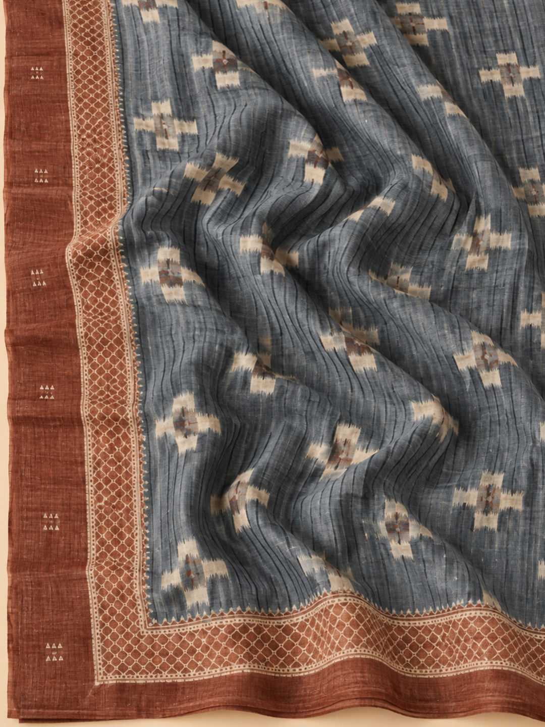 Rust Chanderi Embroidered Unstitched Dress Material