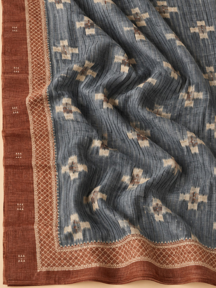 Rust Chanderi Embroidered Unstitched Dress Material