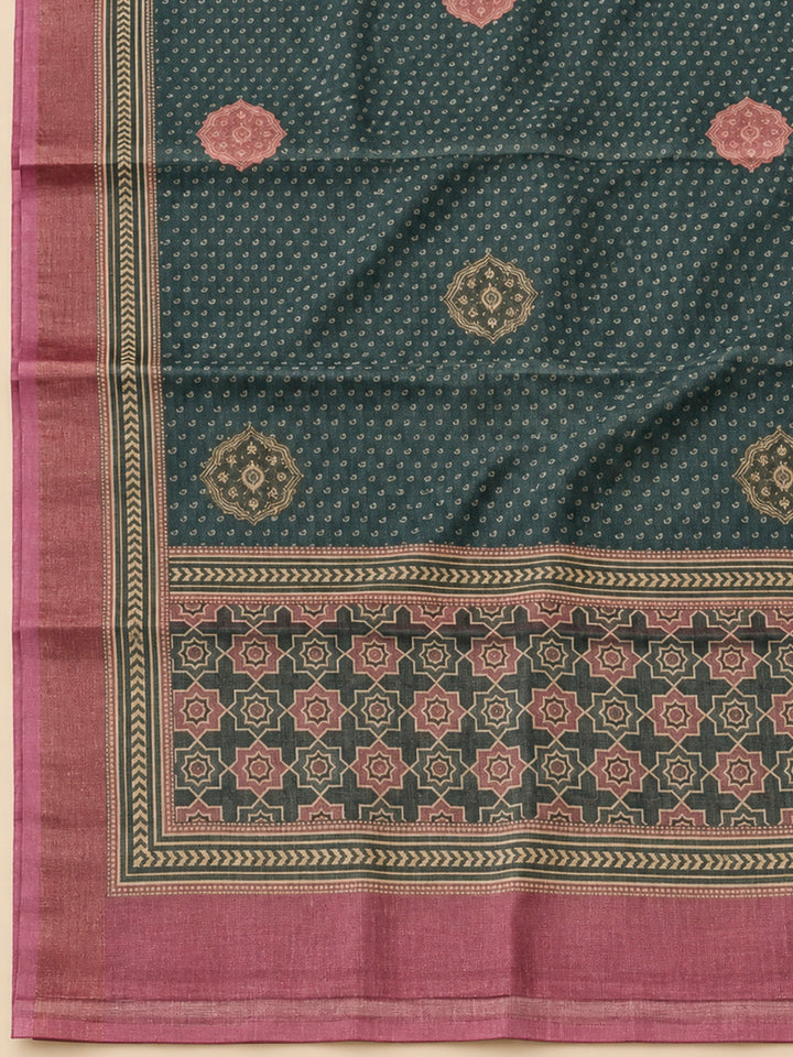 Onion Pink Linen Blend Printed Unstitched Dress Material