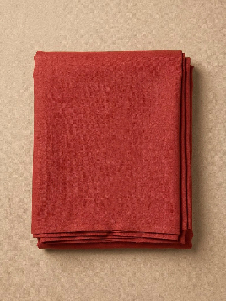 Red Linen Blend Printed Unstitched Dress Material