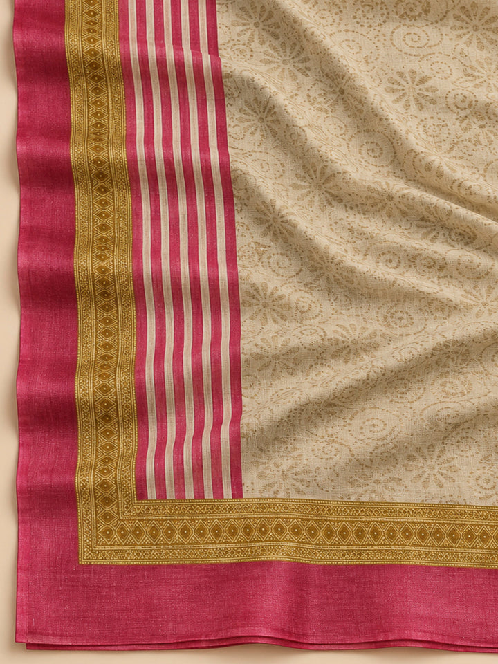 Onion Pink Linen Blend Printed Unstitched Dress Material
