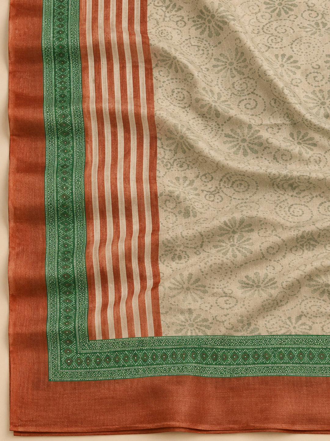 Rust Linen Blend Printed Unstitched Dress Material