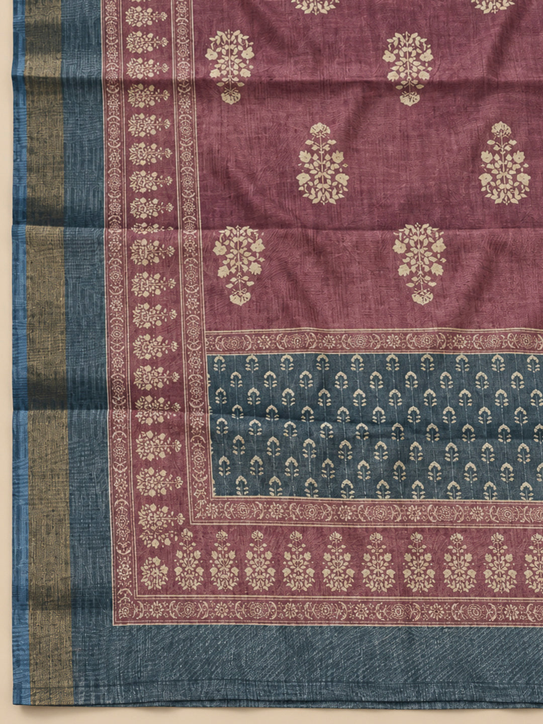 Grey Linen Blend Printed Unstitched Dress Material