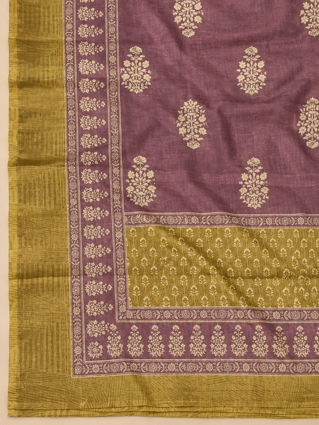 Mehndi Linen Blend Printed Unstitched Dress Material