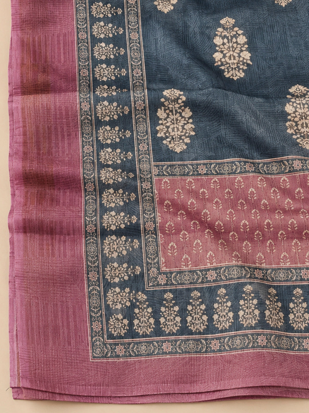Onion Pink Linen Blend Printed Unstitched Dress Material