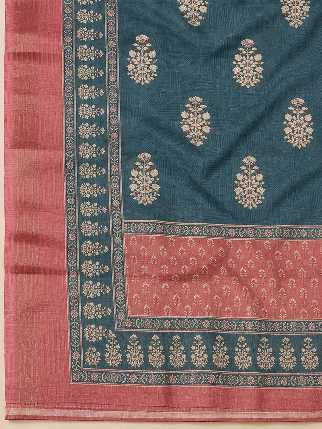 Peach Linen Blend Printed Unstitched Dress Material