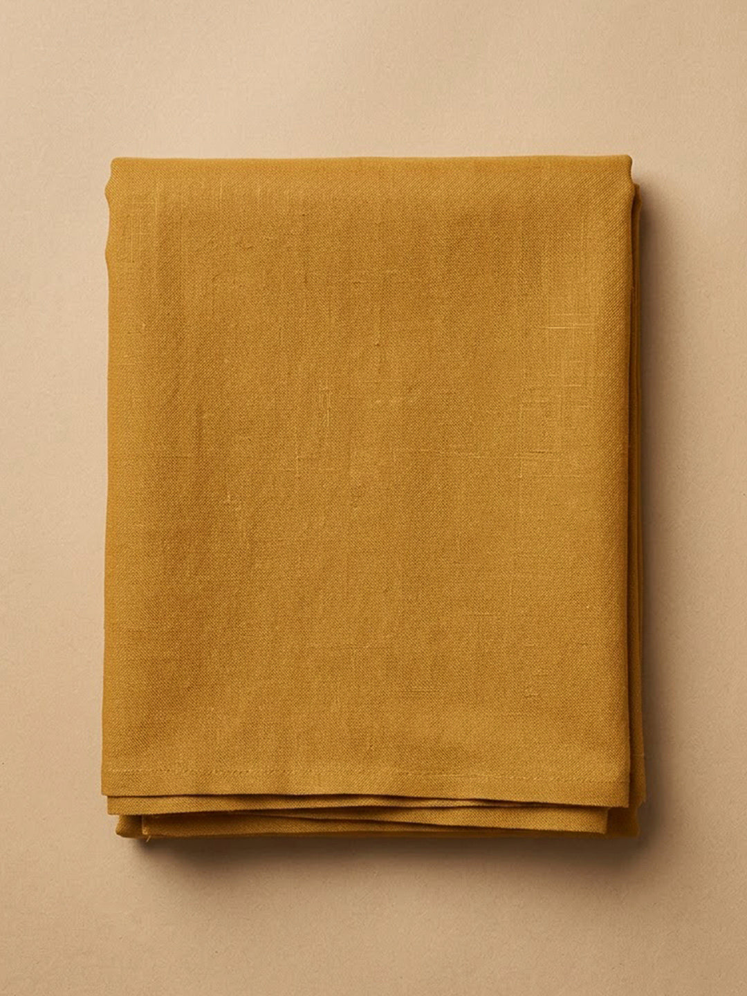 Mustard Linen Blend Printed Unstitched Dress Material