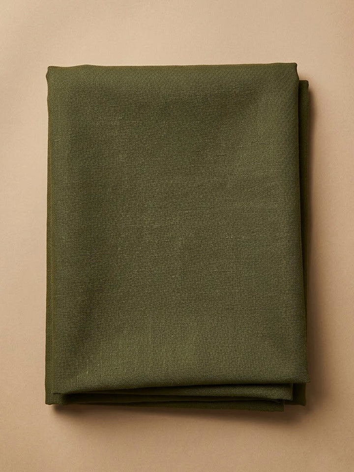 Green Linen Blend Printed Unstitched Dress Material