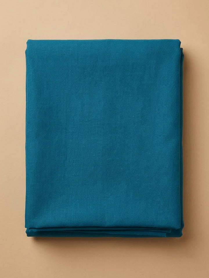 Blue Linen Blend Printed Unstitched Dress Material