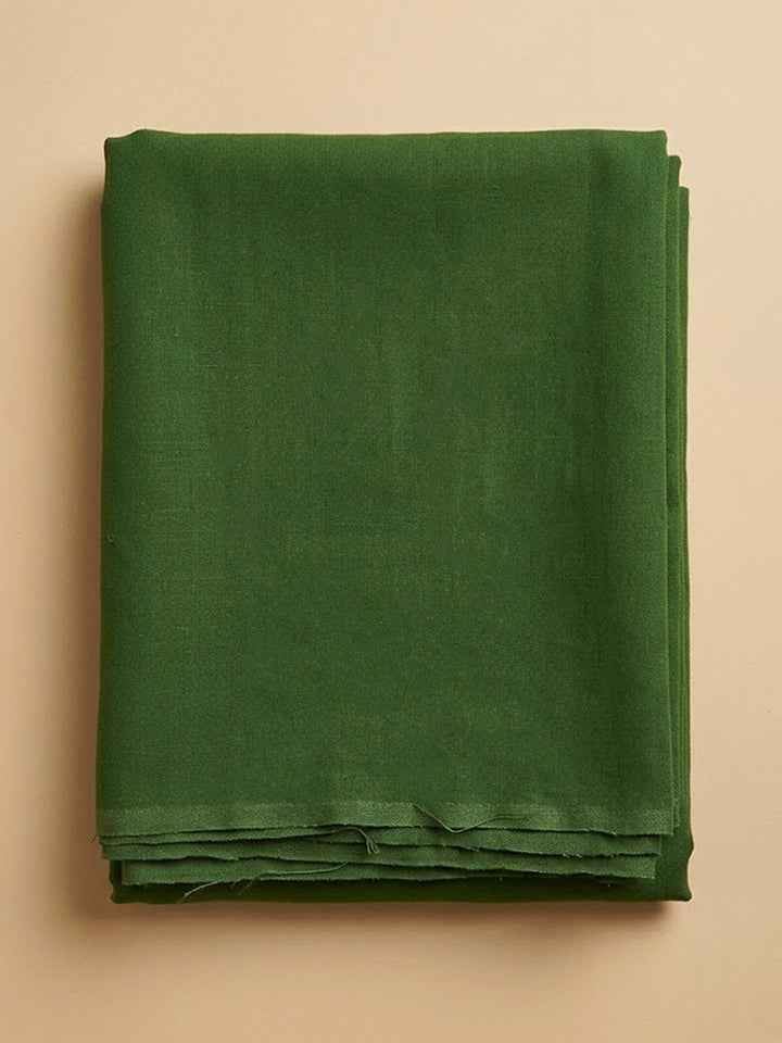 Green Linen Blend Printed Unstitched Dress Material