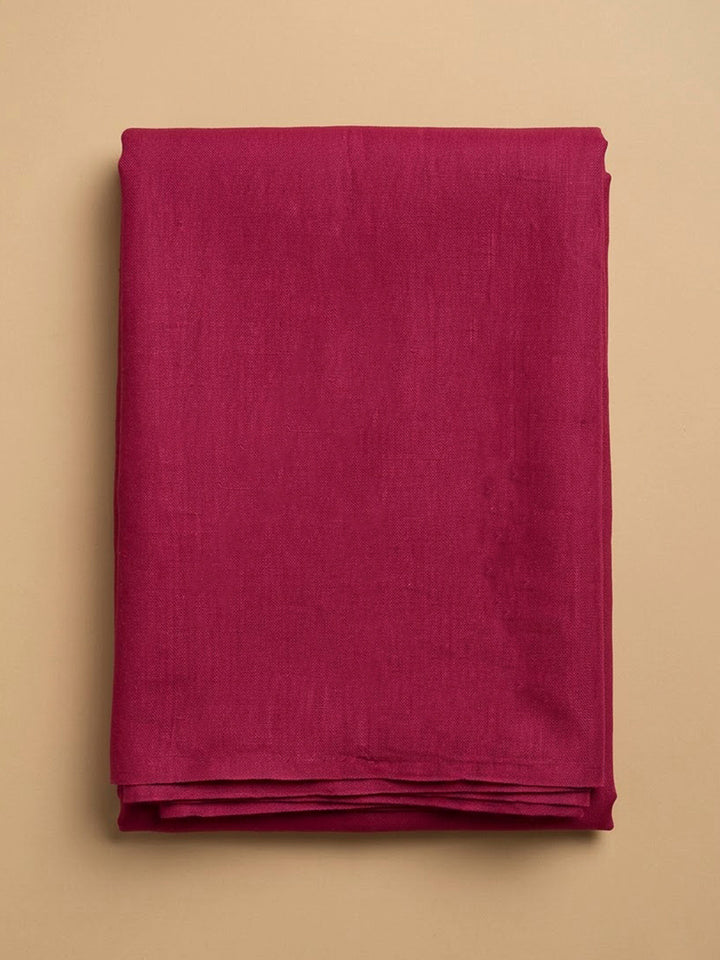 Hot Pink Linen Blend Printed Unstitched Dress Material