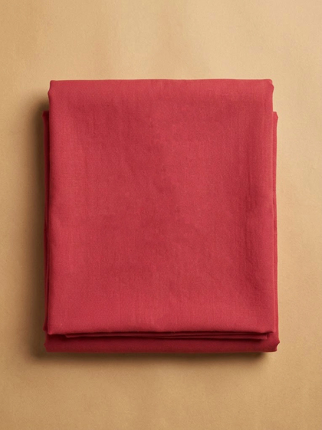 Red Linen Blend Printed Unstitched Dress Material