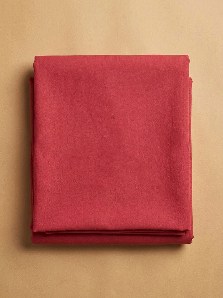Red Linen Blend Printed Unstitched Dress Material