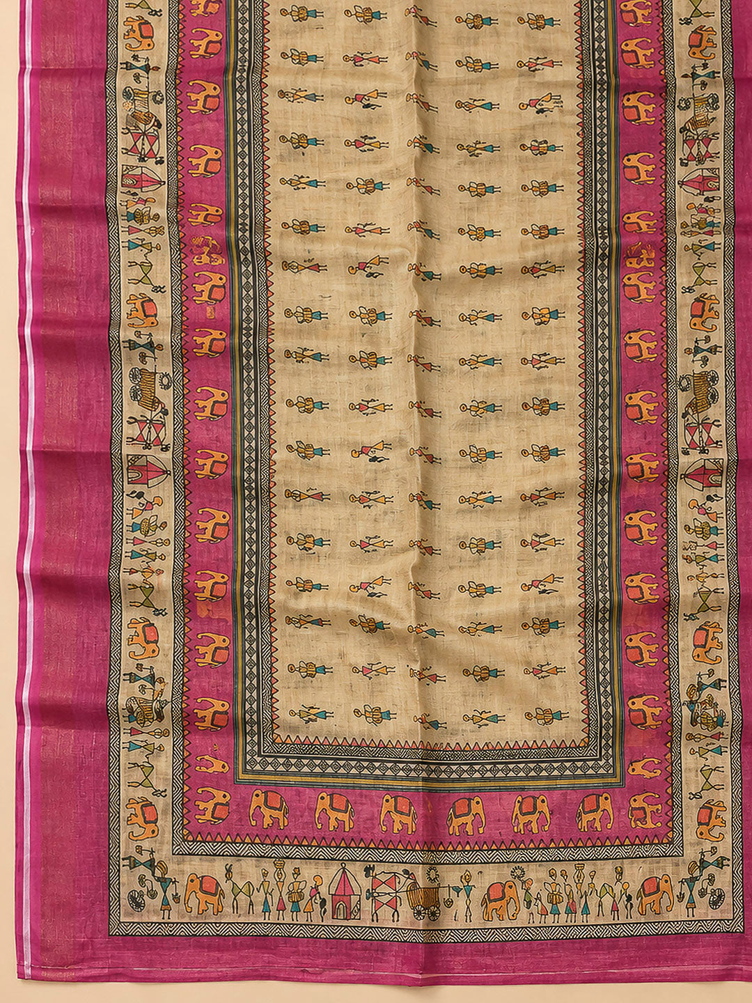 Pink Linen Blend Printed Unstitched Dress Material