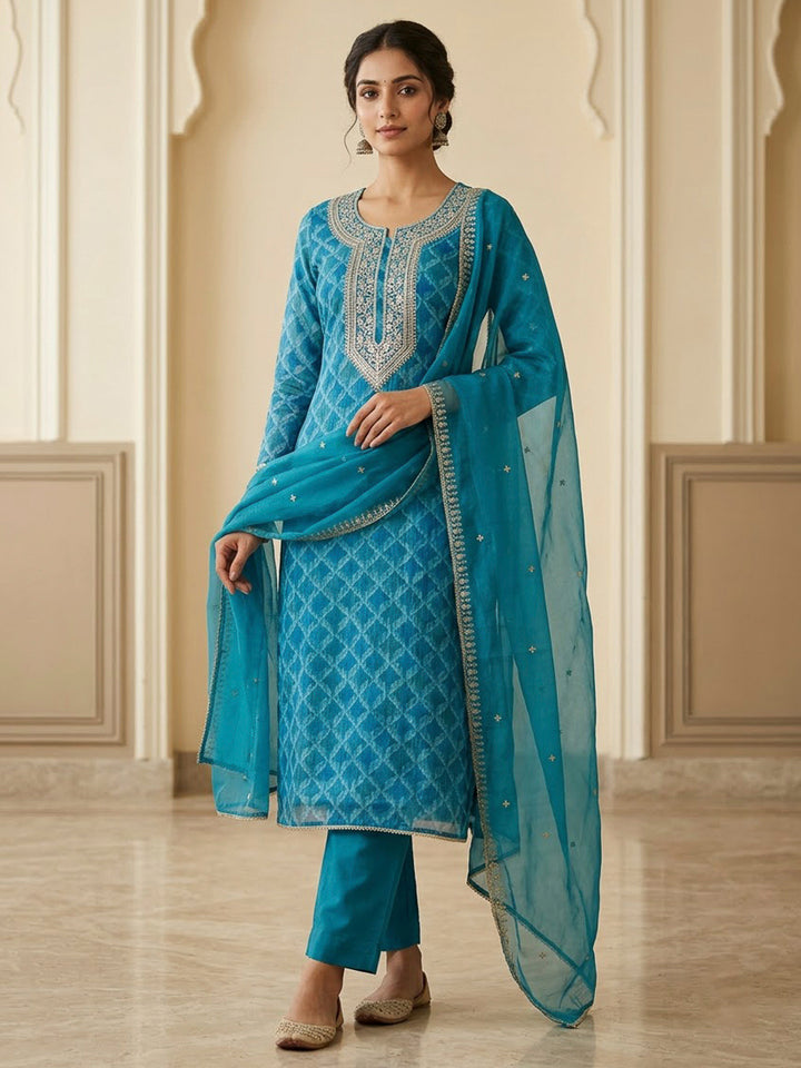 Firozee Organza Embroidered Unstitched Dress Material