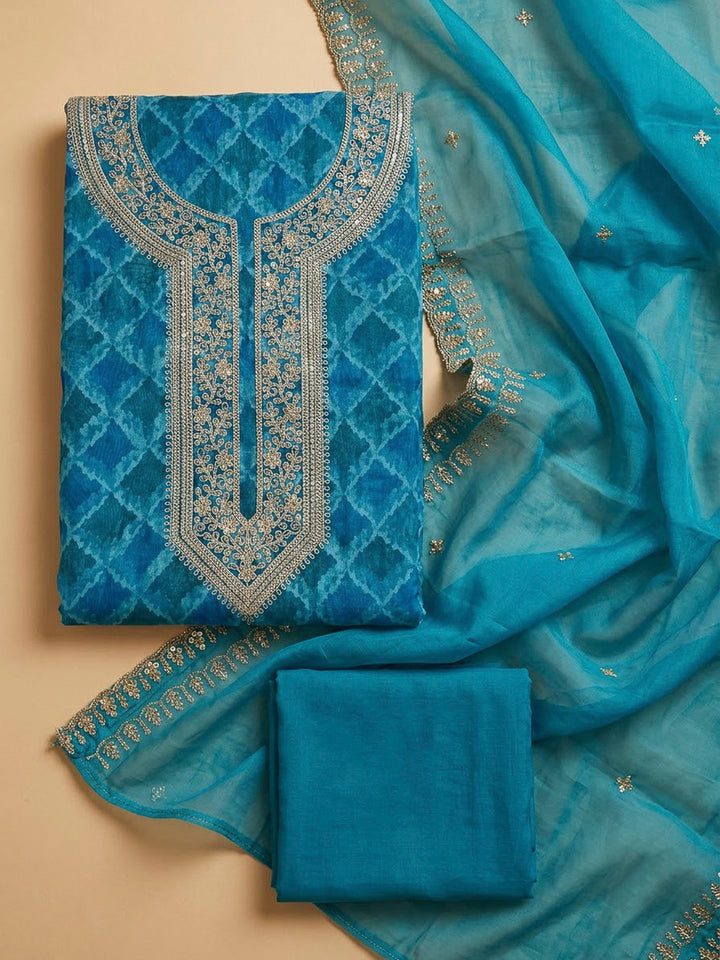 Firozee Organza Embroidered Unstitched Dress Material