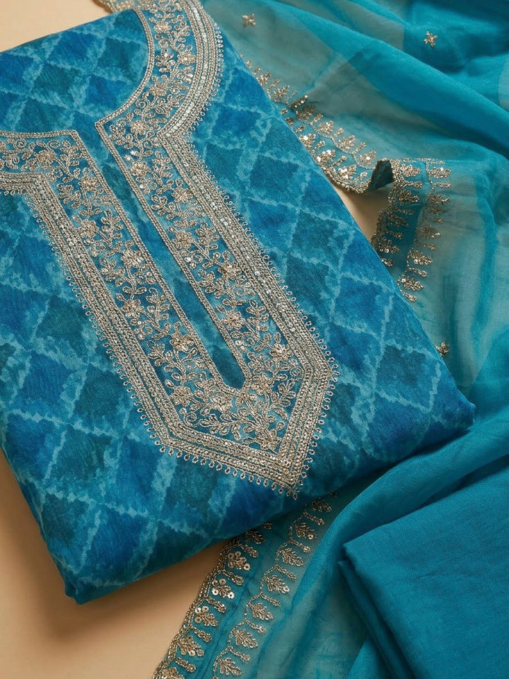 Firozee Organza Embroidered Unstitched Dress Material