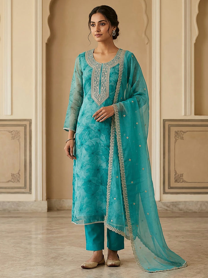 Firozee Organza Embroidered Unstitched Dress Material
