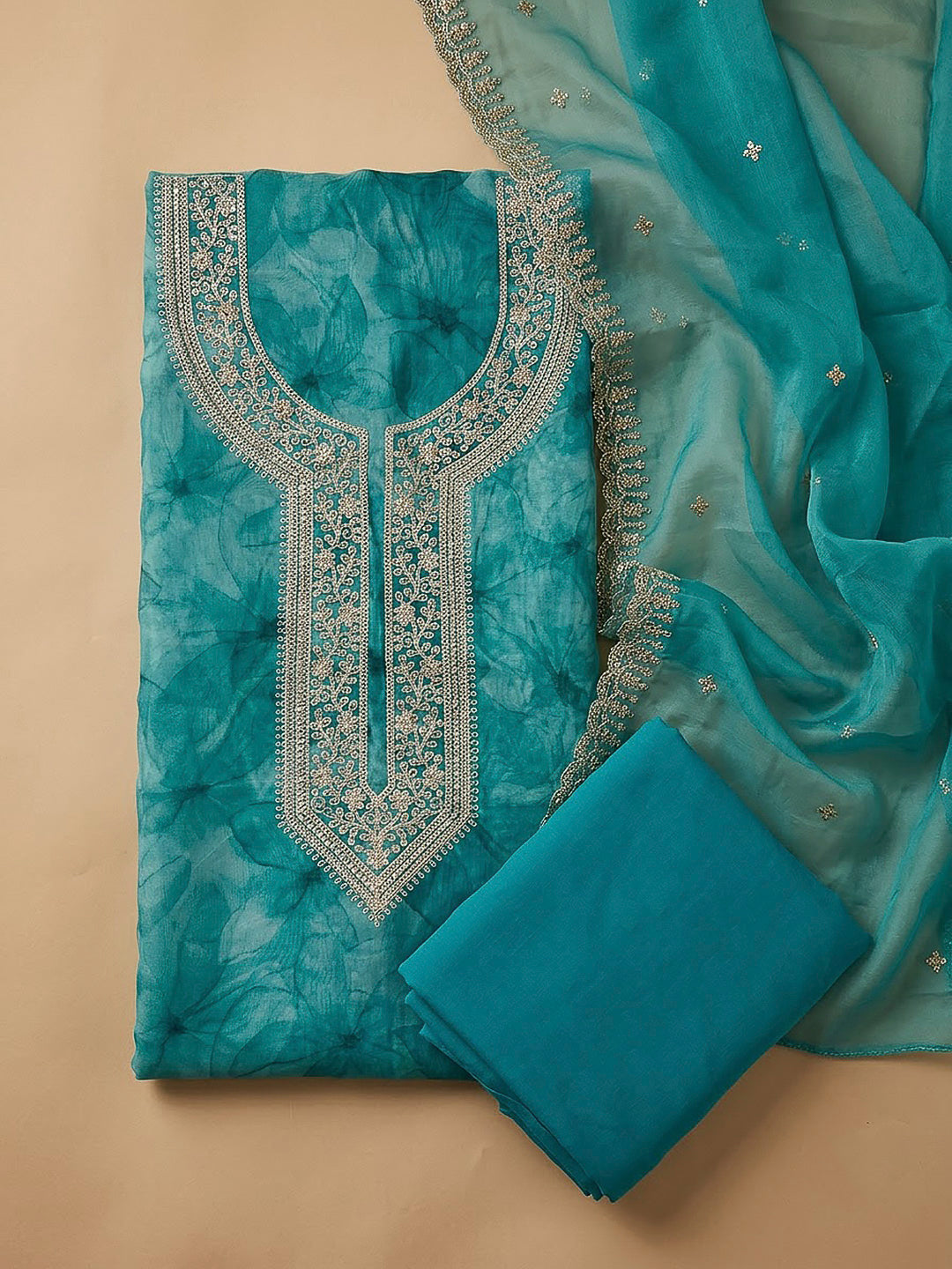 Firozee Organza Embroidered Unstitched Dress Material