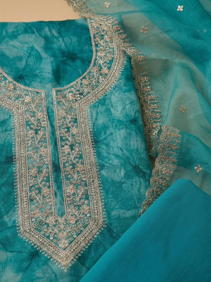 Firozee Organza Embroidered Unstitched Dress Material