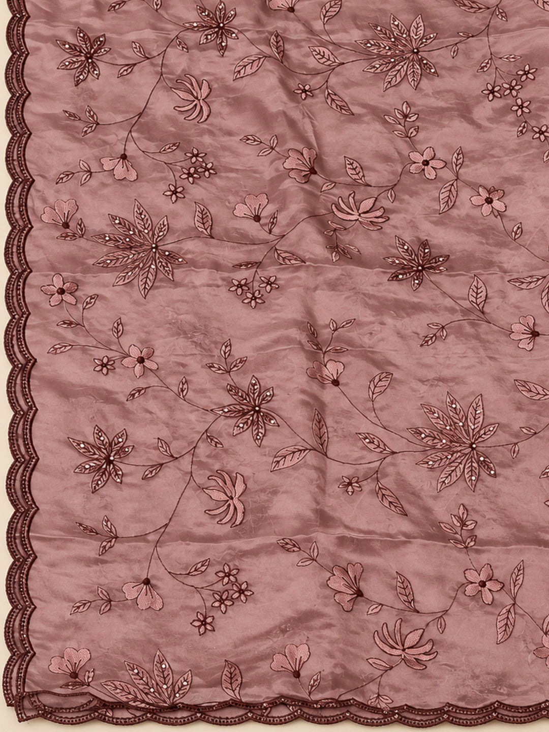 Onion Pink Cotton Blend Embroidered Unstitched Dress Material