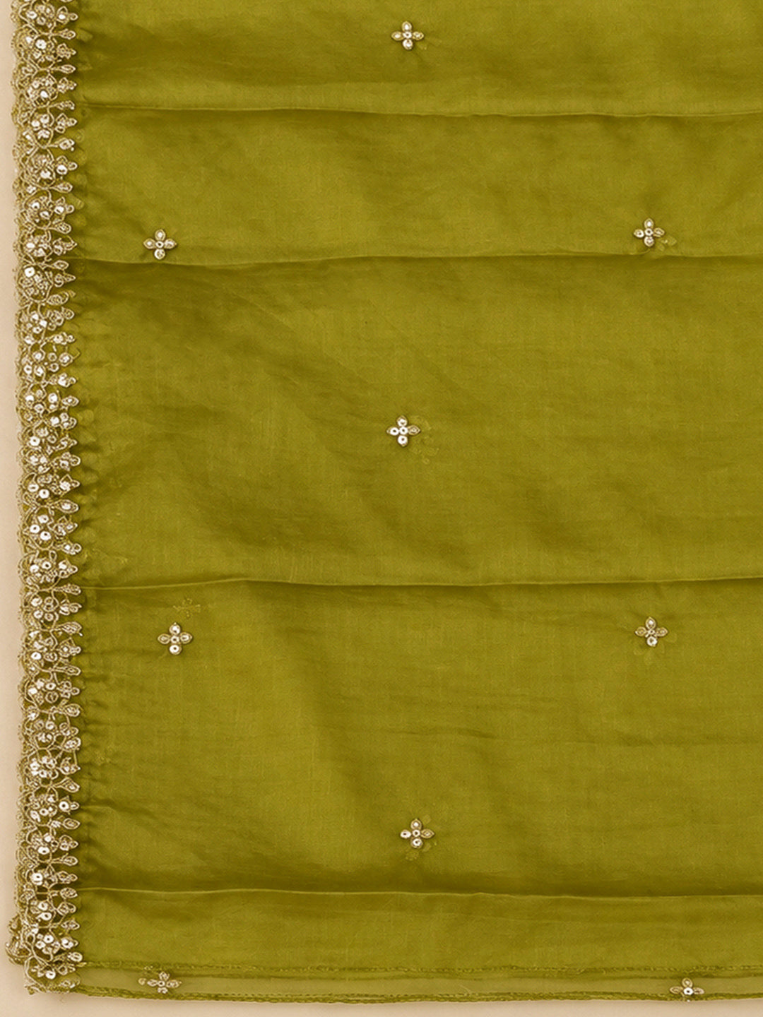 Mehndi Organza Embroidered Unstitched Dress Material