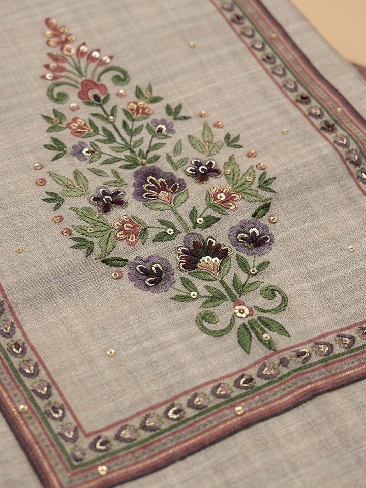 Peach Tussar Printed Unstitched Dress Material