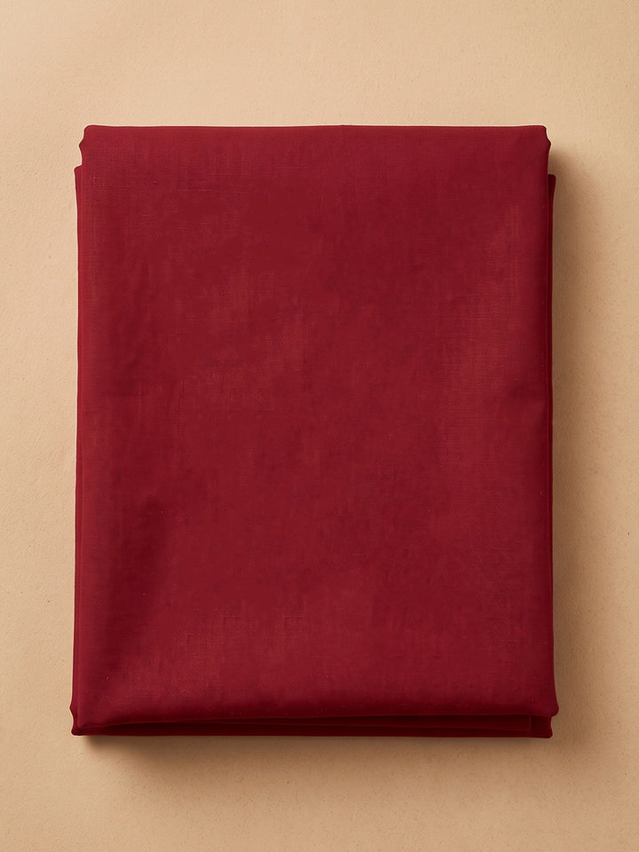 Red Chanderi Embroidered Unstitched Dress Material