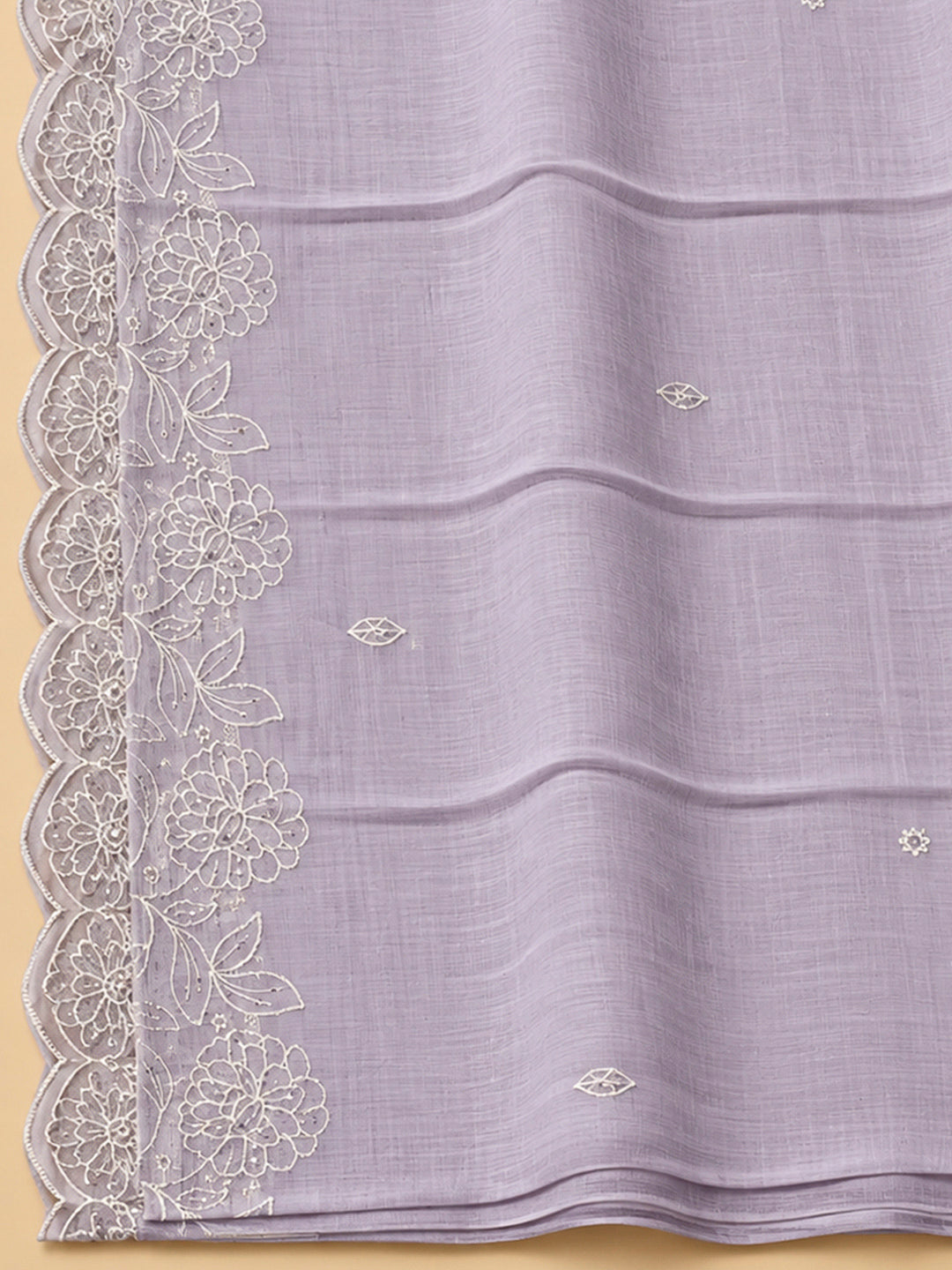 Purple Chanderi Embroidered Unstitched Dress Material