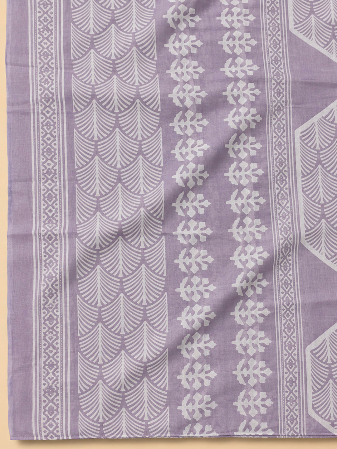 Purple Cotton Blend Printed Unstitched Dress Material