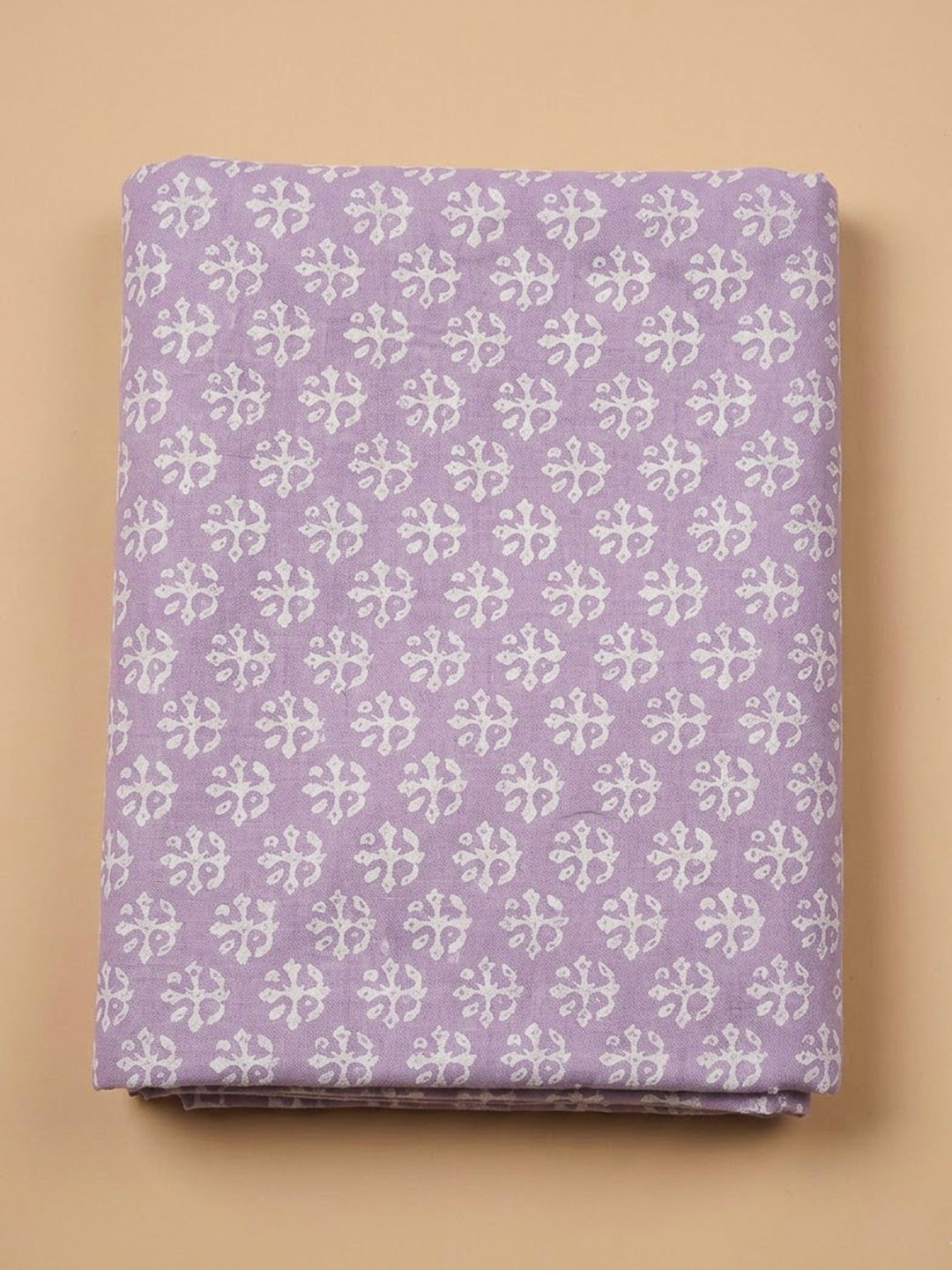 Purple Cotton Blend Printed Unstitched Dress Material