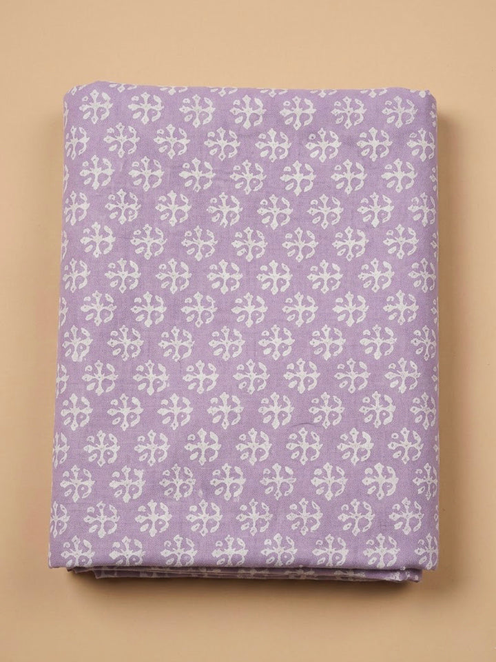 Purple Cotton Blend Printed Unstitched Dress Material
