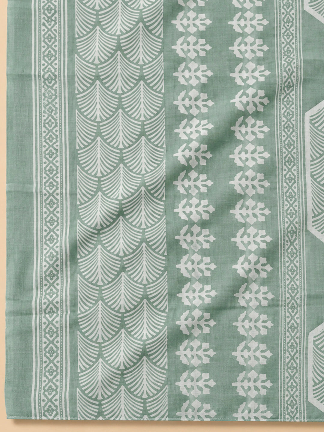 Sea Green Cotton Blend Printed Unstitched Dress Material