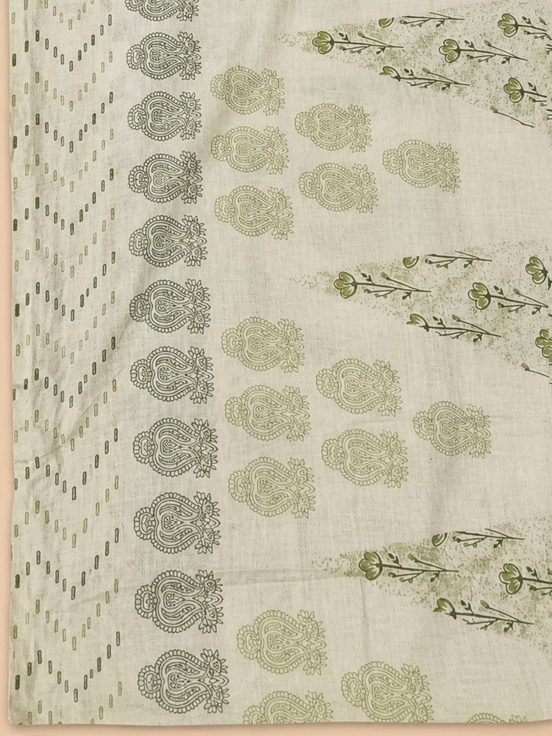 Mehndi Cotton Blend Printed Unstitched Dress Material